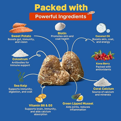 Happy Paws 10-in-1 Multivitamin Supplement for Dogs, Daily Nutritional Support for All Breeds & Ages, Made with Coconut Oil, Vitamin D3 and Biotin, Vegan Lamb Flavor, Organic, Non GMO, 200 Soft Chews