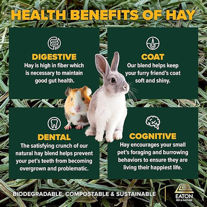 Eaton Pet and Pasture Naturally Grown, Premium, 1st Cut Blend, Western Timothy Hay Orchard Blend, Small Animal Food, Sustainable, Eco-Friendly, Farmer-Owned, 6LB-Box.