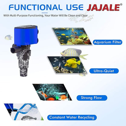 210 GPH Powerhead Submersible Pump - 3 in 1 Aquarium Fish Tank Pump with Oxygenation, Filtration & Water Cycling, 3.3 ft max lift, 15W