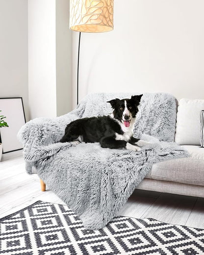 PJYuCien Dog Blanket for Medium Large Dogs, Large Pet Blankets with Reversible Fleece, 60"x50" Washable Calming Pet Throw for Couch/Bed, Grey