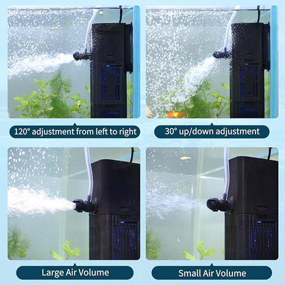 Aquarium Filter Water Flow Adjustable for 55-200 Gallon Fish Turtle Tank 400GPH Biochemical Filtration 4in1 Submersible Internal Powerful Pumps & Filters Keep Freshwater Saltwater Crystal Clear Large