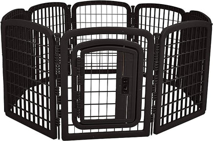 Amazon Basics 8-Panel Octagonal Plastic Pet Pen Fence Enclosure With Gate, 59 x 58 x 28 Inches, Black