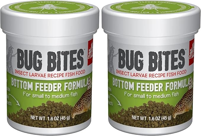 Fluval Bug Bites Bottom Feeder Fish Food, Granules for Small to Medium Sized Fish, 1.60 Oz., A6586 (Pack of 2)
