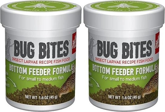 Fluval Bug Bites Bottom Feeder Fish Food, Granules for Small to Medium Sized Fish, 1.60 Oz., A6586 (Pack of 2)