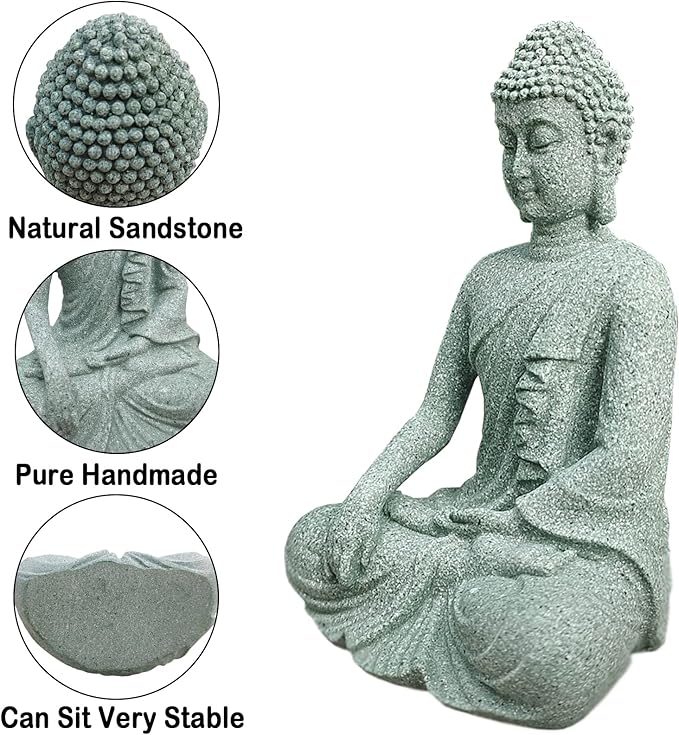 livelyfish Aquarium Buddha Statue Asian Japanese Fish Tank Decoration Zen Buda Figurines Stone Buddha Sculpture Ornaments for Fish Tank,Gift (B)