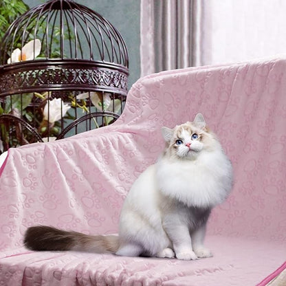 Stuffed Premium Soft Dog Blanket, Flannel Pink Stuff Cute Paw Print, 43 * 66 inches, Cat Blanket Puppy Supplies Dog Products Stuff Essentials