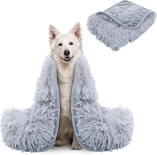 BALAPET Fluffy Weighted Blanket for Dogs, 7 Layers Soft Faux Fur Blanket for Pets Separation Anxiety,Relaxation and Calming,Perfect for Thunderstorm Firework Car Travel and Camping,Machine Washable(S)