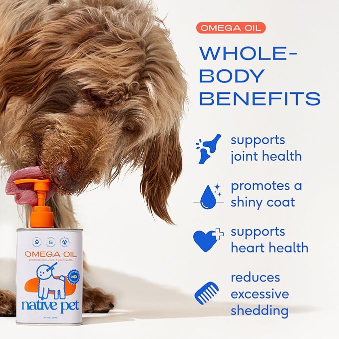 Native Pet Omega 3 Fish Oil for Dogs & Cats - Promotes Healthy Skin, Shiny Coat, & Strong Joints - Made with Wild Alaskan Salmon Oil for Dogs  Tasty, Fast-Absorbing Omega 3 6 9 Liquid Supplement-16oz