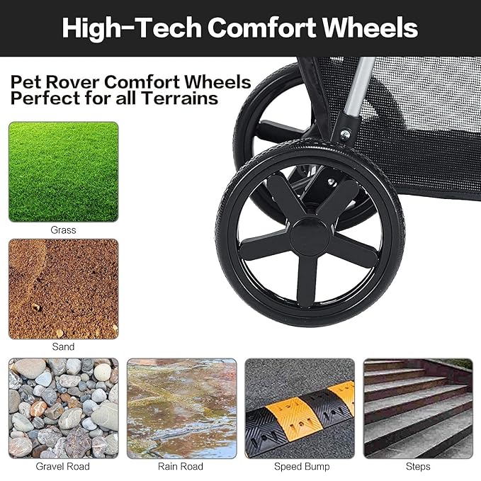 Pet Stroller, Cat Dog Stroller for Medium Small Dog with Storage Basket Foldable Lightweight Dog Carrier Trolley, 4 Wheel, Gray