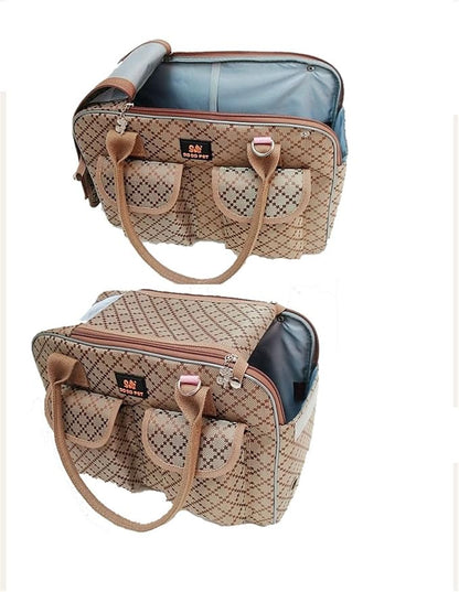 Hubulk Dog Carrier Bag Pet Tote Bag Doggie Handbag Cat Purse Puppy Pouch, Free Collapsible Dog Bowl Included (M Khaki)