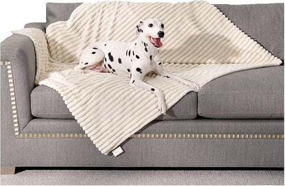 Waterproof Blanket Winter White Dog Blanket for Small Dogs, Washable Double Sided Pet Blanket with Milk Plush and Super Soft Velvet, Pee Proof Calming Dog Blanket for Couch Protection