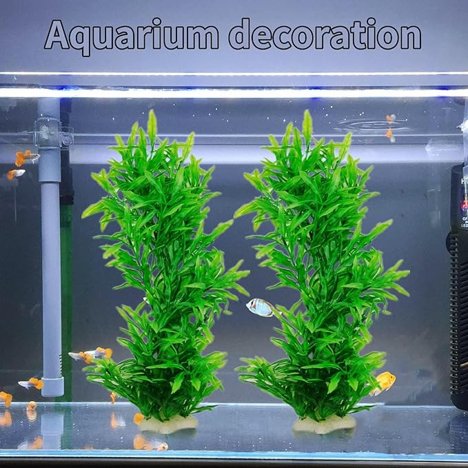 Plastic Fish Tank Plants Decoration Artificial Seaweed Ornament for Fish Tank Decor Plastic Plant for Betta Shrimp 2 Pcs About 13 inch
