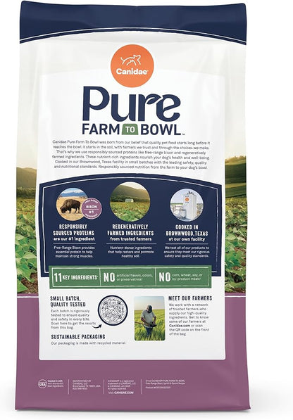 Canidae Pure Farm to Bowl Free-Range Bison, Lentil & Carrot, Adult, Grain-Free Dry Dog Food, 21lb