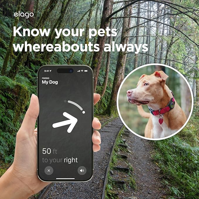 elago Pet Collar W5 Case Compatible with Apple AirTag - Drop Protection Keychain, Cute Design (Track Dogs, Keys, Backpacks, Purses) Tracking Device Not Included (Black)