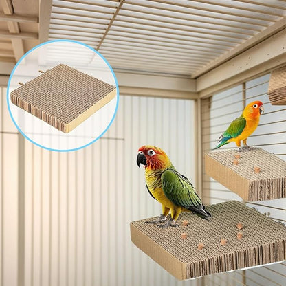 2PCS Bird Toys for Cage - Shredding & Foraging Platform Perch Stand, Safe Cardboard Chew Toys for Parakeets, Cockatiels, Conures, Parrots | Cage Attachment | Bird Cage Accessories