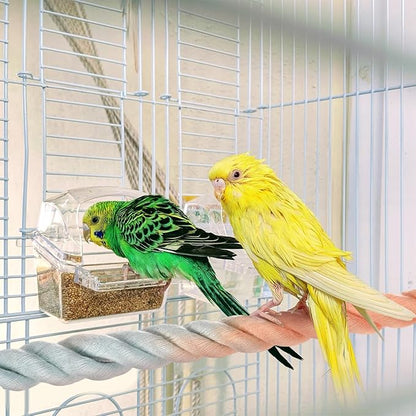 2-Pack Rope Perches for Bird Cages, 31.5 in Length Comfort Grip Flexible Rope Perch Beak & Paw Grinding for Parrots/Cockatiels/Parakeets, Bird Platform Sand [Pink Blue]