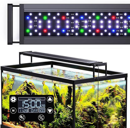 SEAOURA 24/7 LED Aquarium Light for 24-30 Inch Fish Tank, Auto On Off with Timer, 9 Colors, Adjustable Brightness, Daylight & Moonlight Mode, Full Spectrum Fish Tank Light for Plants, 36W