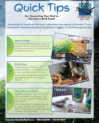 Harrison's Bird Foods Bird Food Adult Lifetime Fine Certified Organic Non-GMO Formula Bird Food 1lb