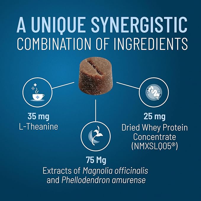 Nutramax Solliquin Calming Behavioral Health Supplement for Small to Medium Dogs and Cats - With L-Theanine, Magnolia / Phellodendron, and Whey Protein Concentrate, 75 Soft Chews
