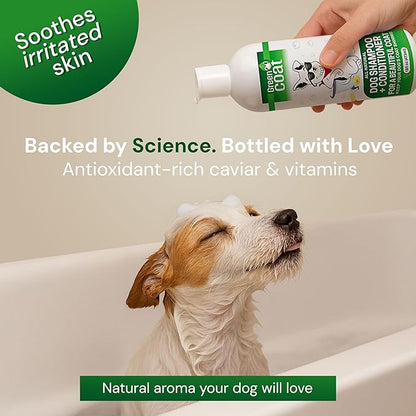Nourishing Dog Shampoo and Conditioner – Natural Shine Formula with Caviar, Aloe & Bergamot for Sensitive Skin, Moisturizes & Protects, 16oz Bottle, 473 ml, Made in USA