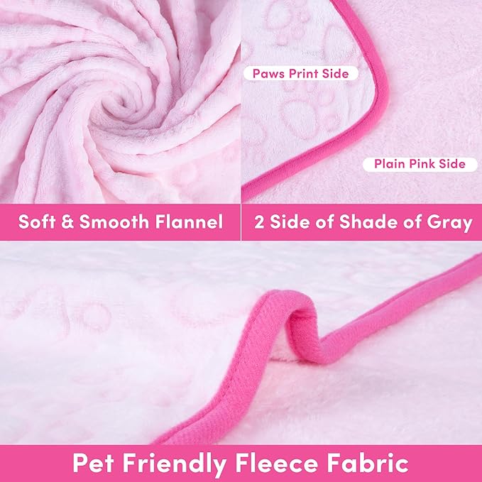 Stuffed Premium Soft Dog Couch Blanket, with Flannel Cute Paw Print, 30 * 70 inches, Cat Blanket Puppy Supplies Dog Products Stuff Essentials, Pink