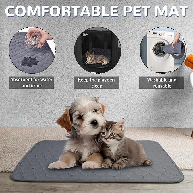 Dog Playpen,Cat Crate,Portable Pet Playpen, Foldable Kennel for Puppy Kitten Rabbit,Breathable Shade Cover,Indoor Outdoor Travel Camping Use for Puppy Cat Dog Grey S