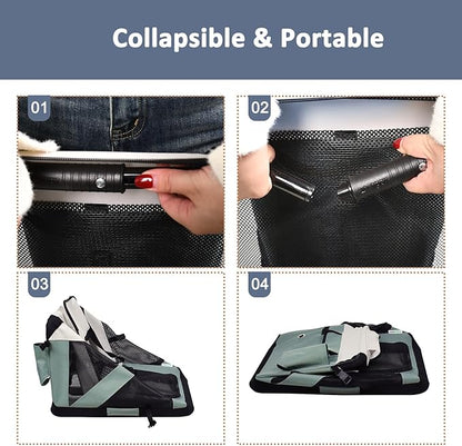 JESPET Soft Dog Crates Kennel for Pets, 3 Door Soft Sided Folding Travel Pet Carrier with Straps and Fleece Mat for Dogs, Cats, Indoor & Outdoor Use (5-Shale Green, X-Large(36" L x 24" W x 27" H))