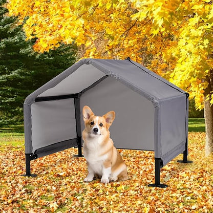 Dog Shade Shelter Outdoor Tent for Small Medium Dogs, Waterproof Sun Protection Pet House for Dogs, Small Animals and Livestock, Pet Canopy with Upgraded Doors and Ground Nails