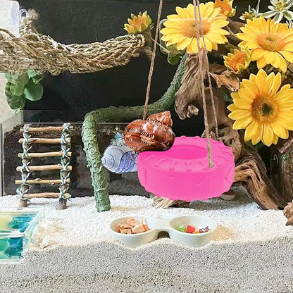 Hermit Crab Tire Swing Toy, Hermit Crab Climbing Toy, Reptile Tank Aquarium Decoration Accessory, Suitable for Small to Medium Sized Hermit Crabs, 3.7 Inches in Diameter