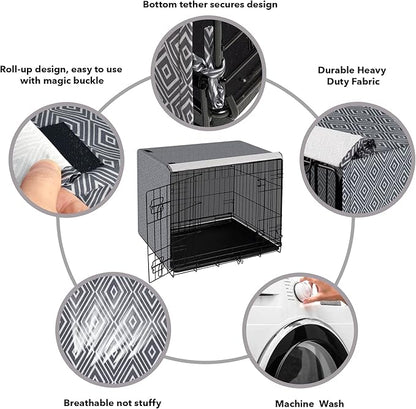 42 Inch Dog Crate Cover for Wire Cages Indoor Breathable Polyester Pet Kennel Cover Machine Wash & Dry Double Door Lagre XL (Cover Only)