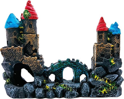 M2cbridge Antique Roman Column Ruins European Castle Aquarium Decorations Fish Tank Hideout Rocks (Medium Castle)