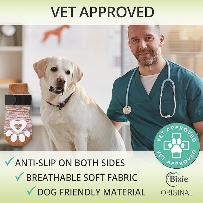 Anti Slip Dog Socks for Hardwood Floors, 6 Pack | Dog Socks to Prevent Licking Paws and Add Traction | Paw Protection for Senior Dogs | Dog Booties Alternative - XXS