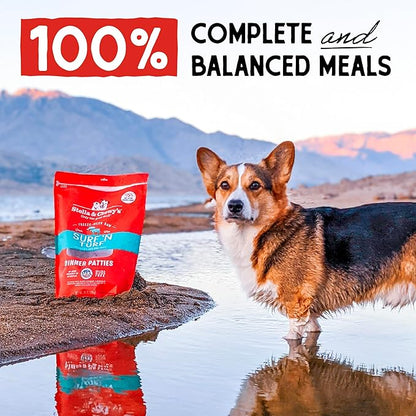Stella & Chewy's Freeze Dried Raw Dinner Patties  Grain Free Dog Food, Protein Rich Surf _ Turf Salmon & Beef Recipe  5.5 oz Bag
