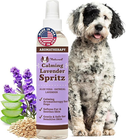 Natural Dog Company Calming Lavender Spritz for Dogs, 8oz  Deodorizing & Moisturizing, Soothes Skin, Conditions Coat, Hypoallergenic, Alcohol-Free, USA Made