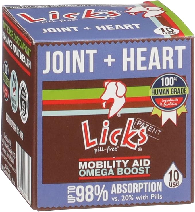 Licks - Dog Joint + Heart Supplement - Omega 3 Fish Oil + Glucosamine - LiquiPaks - 10 Use