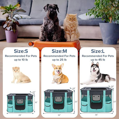 Portable Pet Playpen - Foldable Dog Playpen Indoor - Dog Kennel Indoor Cat Tent Puppy Playpen for Indoors, Water-Resistant+Uv Shade Cover, Pet Playpen with Free Carring Bag (A-Small)