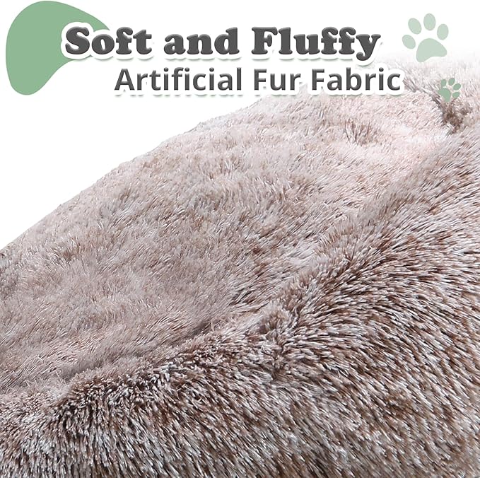 JOLLYVOGUE Dog Beds, Calming Small Dog Bed, Anti-Anxiety Dog Bed for Small Dogs, Fluffy Donut Dog Bed, Cozy Dog Cat Cushion Bed for Small Medium Dogs (24")