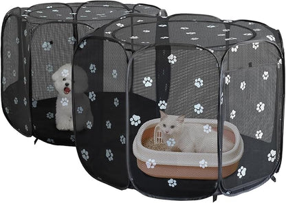 2-in-1 Cat Playpen, 72''Pop Up Dog Pet Playpen for Indoor Outdoor Cats Enclosed, Portable Pet Playpen, Kitten Puppy Foldable Play Pen Cat Dog Tent Crate Cage Kennel(No Divider, Unified Space)