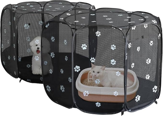 2-in-1 Cat Playpen, 72''Pop Up Dog Pet Playpen for Indoor Outdoor Cats Enclosed, Portable Pet Playpen, Kitten Puppy Foldable Play Pen Cat Dog Tent Crate Cage Kennel(No Divider, Unified Space)
