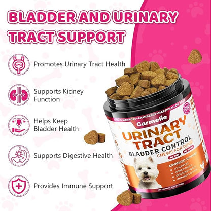 Dog Urinary Tract Supplement, Cranberry Supplement for Dog Urinary Tract, Bladder Support, Kidney Support, 200 Chews Natural Cranberry Support for Dogs