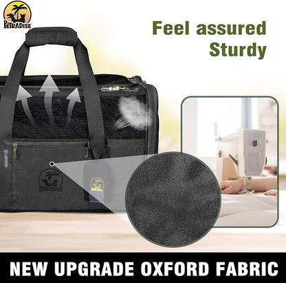 Luxury Pet Carrier for Dogs, Cats, Puppies - Airline TSA Approved, Durable Anti-Scratch Fabric, Soft-Sided, Consistent Airflow, Foldable Design, Cushion Pad, Travel (Black, Medium)