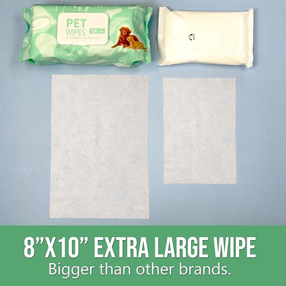 Air Jungles 3in1 Pet Wipes for Dogs and Cats 300 Count, 8" x 10" Extra Large Hypoallergenic Cleaning, Grooming, Deodorizing Wipes for Pets Paws Body Face Ear Butt