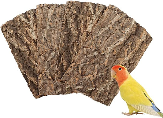 4 Pack Cork Bark Perch for Bird, 11.8 _ 7.9 inch Natural Parrot Chewing Toys, Birdcage Background Decor Accessories, Bark Toy for Budgie Parakeet Cockatiel Lovebirds Conures Hamster Guinea Pig Rat