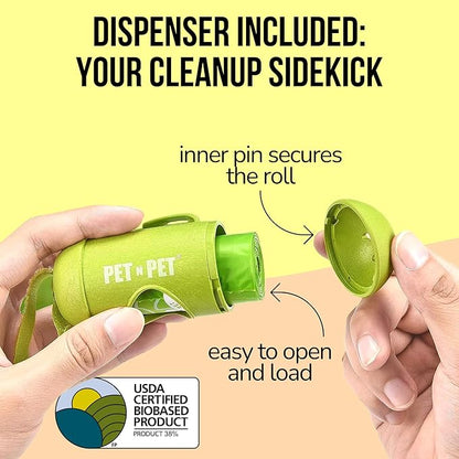 Pet N Pet 720 Counts, Unscented Dog Poop Bags Rolls, 38% Plant Based & 62% PE + 100% Plant Based Dog Wipes for Paws and Butt, 100 Counts Dog Pet Wipes, 8" x 8" Hypoallergenic Unscented Wipes