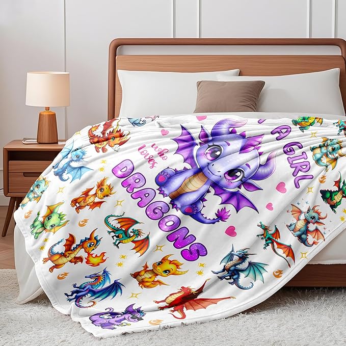 Dragon Blanket Gifts Soft Flannel Dragons Throw Blanket Merch Stuff for Dragon Lovers Kids Adults 60"X 50"