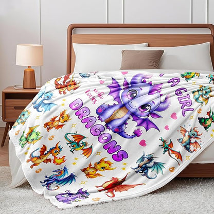 Dragon Blanket Gifts Soft Flannel Dragons Throw Blanket Merch Stuff for Dragon Lovers Kids Adults 50"X 40"
