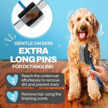 Doodle Brush Slicker Brush for Dogs - Dog Brush for Long Haired Dogs Goldendoodle, Bernedoodle Golden Doodle Brush Dog Brush for Poodles, Cockapoo, Dog Brush for Doodles, Poodle Brush - Extra Long Pin
