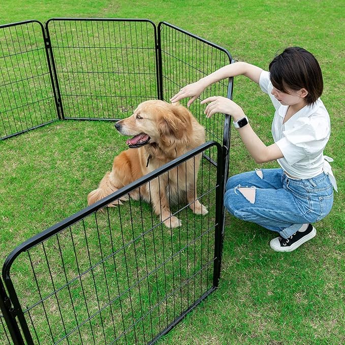 BestPet | Dog Playpen | 40 Inch, 32 Panels | Heavy Duty Metal Pet Exercise Pen | Indoor Outdoor Fence Panels | Rust-Resistant, Removable, Tool-Free Setup | Anti-Skid, Expandable Design