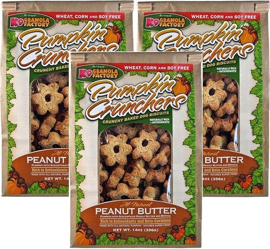 (3 Pack) Pumpkin Crunchers Dog Treat Peanut Butter and Banana, 14 Ounces each