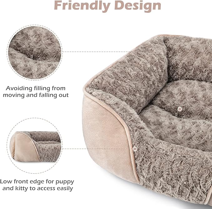 INVENHO Medium Dog Bed for Large Medium Small Dogs Rectangle Washable Dog Bed, Orthopedic Dog Bed, Soft Calming Sleeping Puppy Bed Durable Pet Cuddler with Anti-Slip Bottom M(25"x21"x8")
